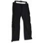 Womens Black Elastic Waist Drawstring Zipper Pocket Track Pants Size 12 image number 4