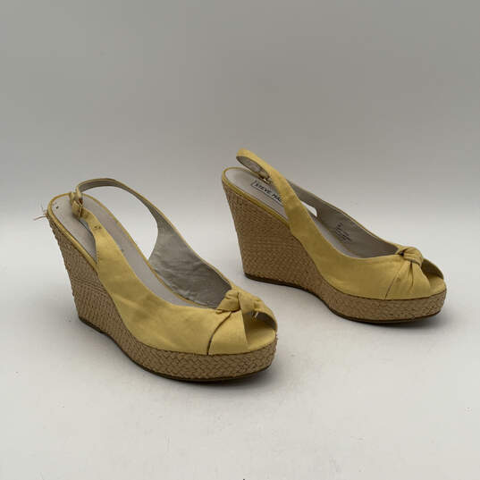 Womens Yellow Peep Toe Wedge Heel Espadrille Slingback Sandals Size 8 M image number 3