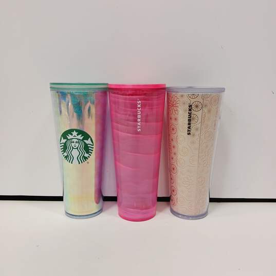 Starbucks Tall Plastic Cups Set of 3 image number 1