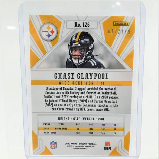 2020 Chase Claypool Panini Phoenix Rookie Purple /149 Steelers image number 3