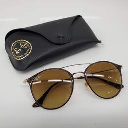 Ray-Ban Polished Brown/Gold Metal Round Gradient Lens Sunglasses RB3546