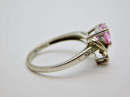 10K White Gold Pink Sapphire Heart Bypass Ring 2.2g alternative image
