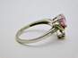 10K White Gold Pink Sapphire Heart Bypass Ring 2.2g image number 2