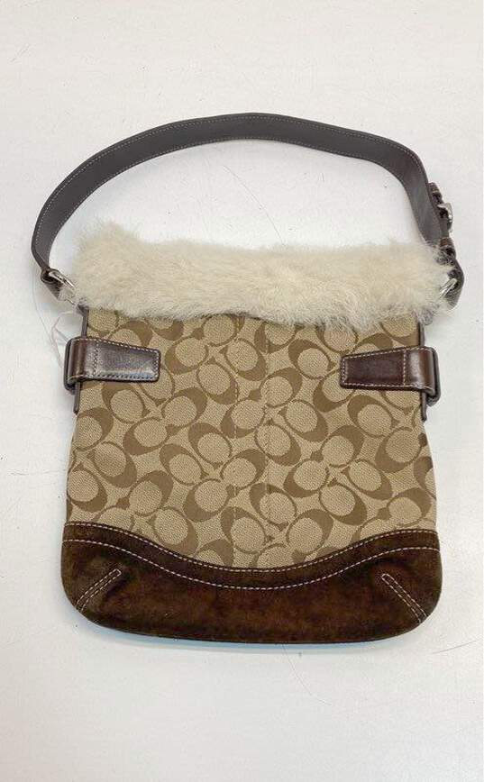 COACH 8K47 Signature Canvas Shearling Trim Small Tote Bag image number 2