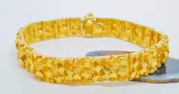 Stunning 14K Yellow Gold Chunky Textured Panel Bracelet 50.7g