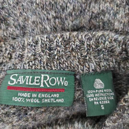 Savile Row WM's 100% Wool Shetland Heather Gray Crewneck Sweater Size S image number 3