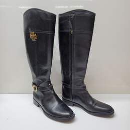 Tory Burch ELOISE Black Leather Knee High Tall Riding Boot Sz 6.5