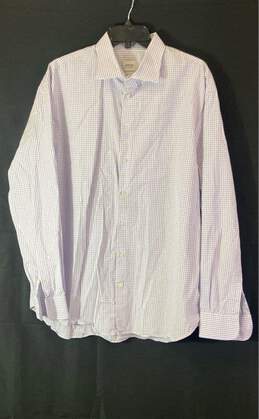 Armani Collezioni Mens White Purple Modern Fit Long Sleeve Button-Up Shirt Sz XL