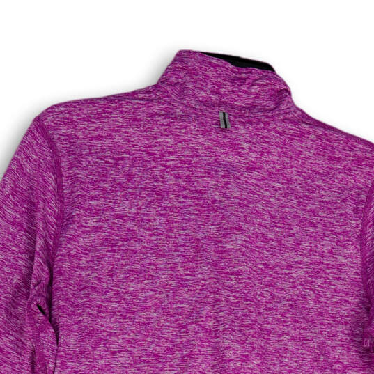 Womens Purple Space Dye 1/4 Zip Mock Neck Activewear Pullover T-Shirt Sz M image number 4
