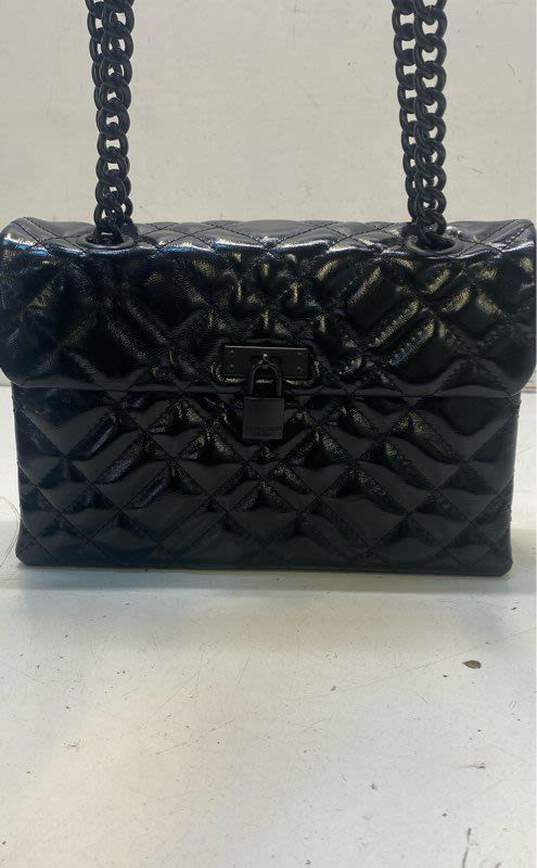 Kurt Geiger Patent Leather Brixton Quilted Crossbody Black image number 1