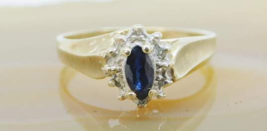 Elegant 10k Yellow Gold Blue Topaz & Diamond Accent Ring 2.3g image number 1