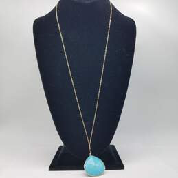 Hana 14k Gold Faceted Turquoise Pendant Necklace 12.1g