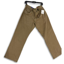 NWT Mens Brown Denim 5-Pocket Design Straight Leg Jeans Size 36x32