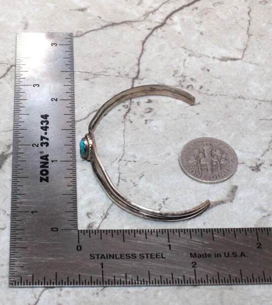 Artisan M Signed Sterling Silver Turquoise Child's Cuff Bracelet - 3.9g image number 6