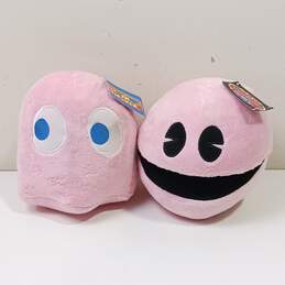 2-Ms . Pac-Man Pink Ghost Plushie
