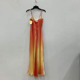 NWT Womens Orange Yellow V-Neck Spaghetti Strap Back Zip Maxi Dress Sz 3/4 alternative image