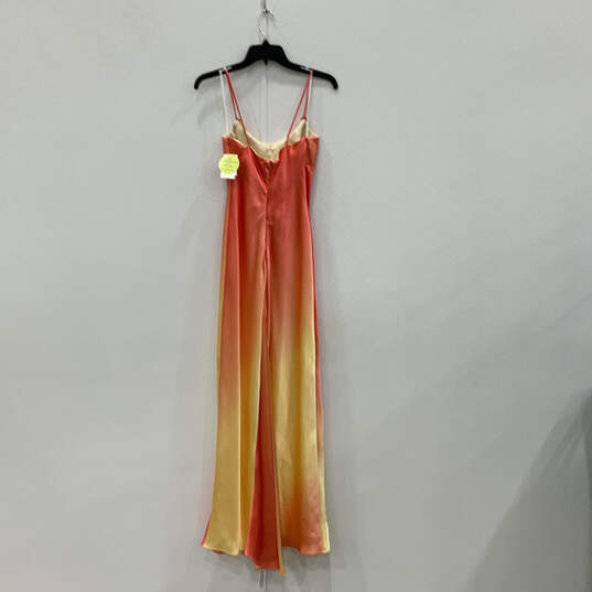 NWT Womens Orange Yellow V-Neck Spaghetti Strap Back Zip Maxi Dress Sz 3/4 image number 2