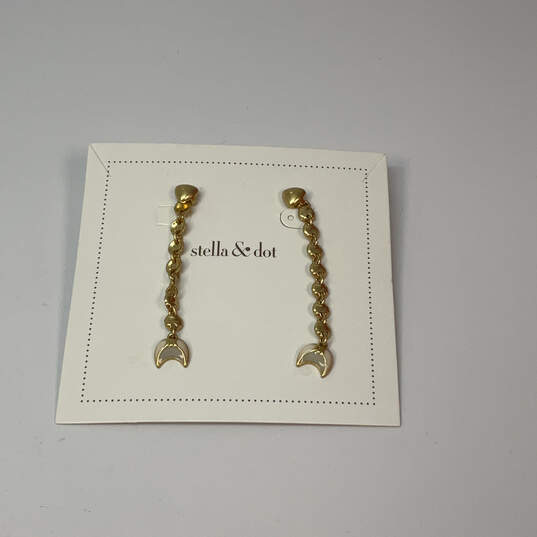 IOB Designer Stella & Dot Gold-Tone Mermaid Tail Trevally Drop Earrings image number 1