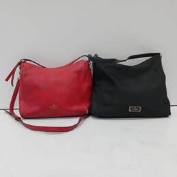 Pair Of Kate Spade Purses (Black Canvas And Red Leather)