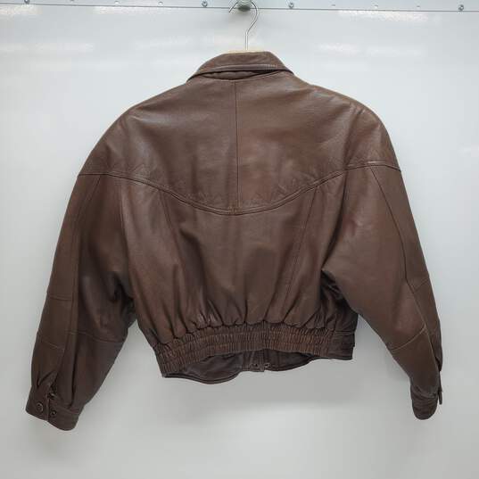 Vintage Wilsons Adventure Bound Originals Brown Leather Bomber Jacket Men's M image number 2