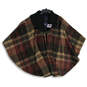 NWT Womens Multicolor Plaid Spread Collar Cape Sweater Size One Size image number 1