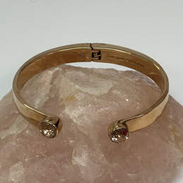 Designer Kate Spade Gold-Tone Crystal Cut Stone Hinged Cuff Bracelet