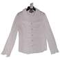 Womens White Long Sleeve Spread Collar Button Up Shirt Size XL image number 1