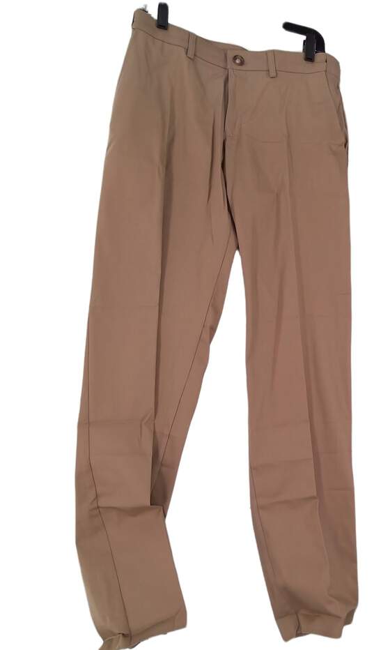 NWT Mens Khaki Flat Front Pockets Straight Leg Formal Dress Pants image number 1