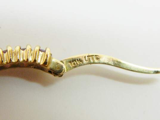 10K Gold Amethyst Accented Hoop Earrings 4.2g image number 5