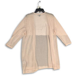 Womens Pink Striped 3/4 Sleeve Open Front Cardigan Sweater Size Large alternative image
