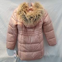 Michael Kors Girls Blush Heavyweight Faux-Fur Trim Hooded Stadium Jacket Size 10/12 alternative image