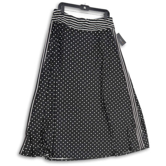 NWT Womens Black White Polka Dot Flat Front Pull-On Maxi Skirt Size XL image number 1