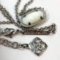 Designer Kendra Scott Silver-Tone White Stone Link Chain Pendant Necklace image number 4