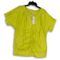 NWT Womens Yellow Embellished Round Neck Short Sleeve Blouse Top Size 14/16 image number 1