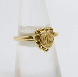 14K Yellow Gold Initial R Heart Ring 1.8g alternative image