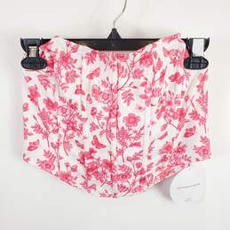 Torrid Women White/Pink Floral Bustier Top L NWT
