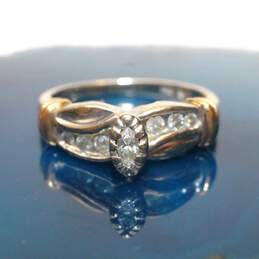 10K White & Yellow Gold Marquise Cut Diamond Forever Ring Size 4.75 - 3.4g alternative image