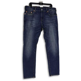 Mens Blue Denim Medium Wash 5 Pocket Design Skinny Leg Jeans Size 34