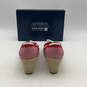 NIB Womens Red Striped Moc Toe Wedge Heel Espadrille Shoes Size 9.5 M image number 4