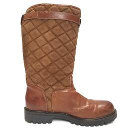 Exeter Brown Quilted Suede Leather Riding Shearling Boots Women's Size 39 alternative image