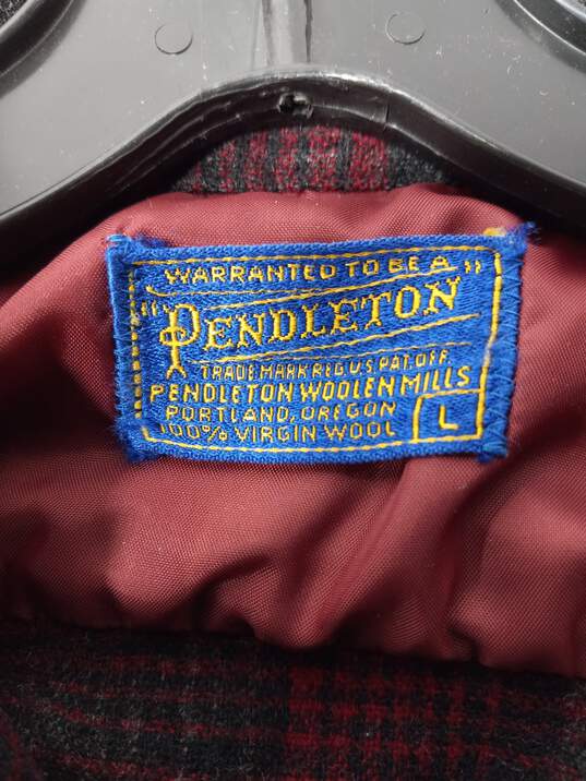 Vintage Pendleton Men's Wool Board Button Up Red Plaid Flap Pockets Size L image number 3