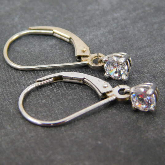 Romantic 14k White Gold CZ Hoop Earrings 1.3g image number 1