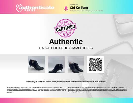 Authentic Salvatore Ferragamo Black Kitten Heel W 10 image number 9