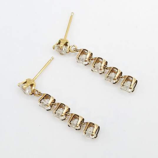 14K Gold Cubic Zirconia Dangle Earrings 1.8g image number 3