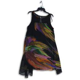 Signature By Robbie Bee Womens Black Abstract Sleeveless A-Line Dress Size 14