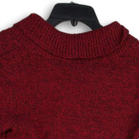 Karen Scott Womens Red Knitted Collared Long Sleeve Pullover Sweater Size Small image number 4