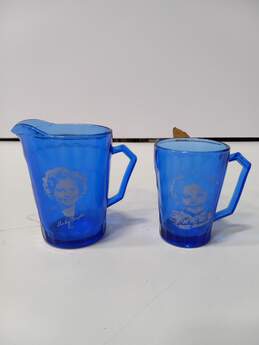 Blue Sherley Temple Mini Glass Cup & Pitcher Bundle