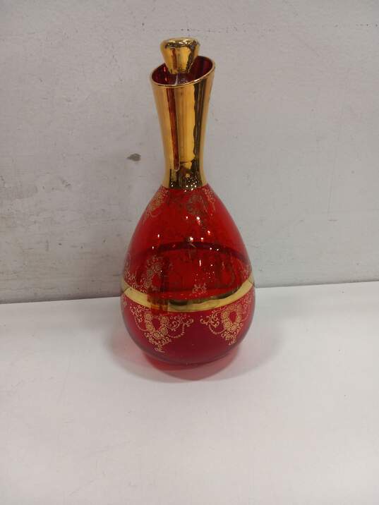 7PC Mitchell Venezia (2000) Red & Gold Decanter & Glasses Set image number 4