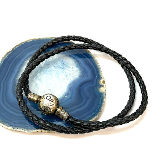 Designer Pandora S925 ALE Sterling Silver Leather Ball Clasp Wrap Bracelet image number 1