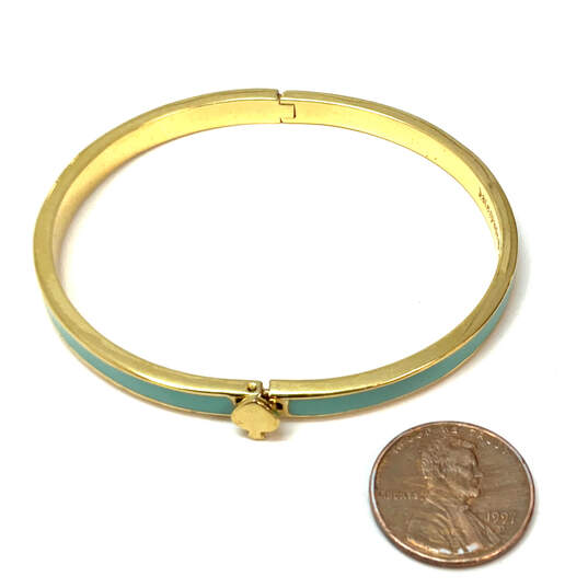 Designer Kate Spade Gold-Tone Turquoise Enamel Hinged Bangle Bracelet image number 3